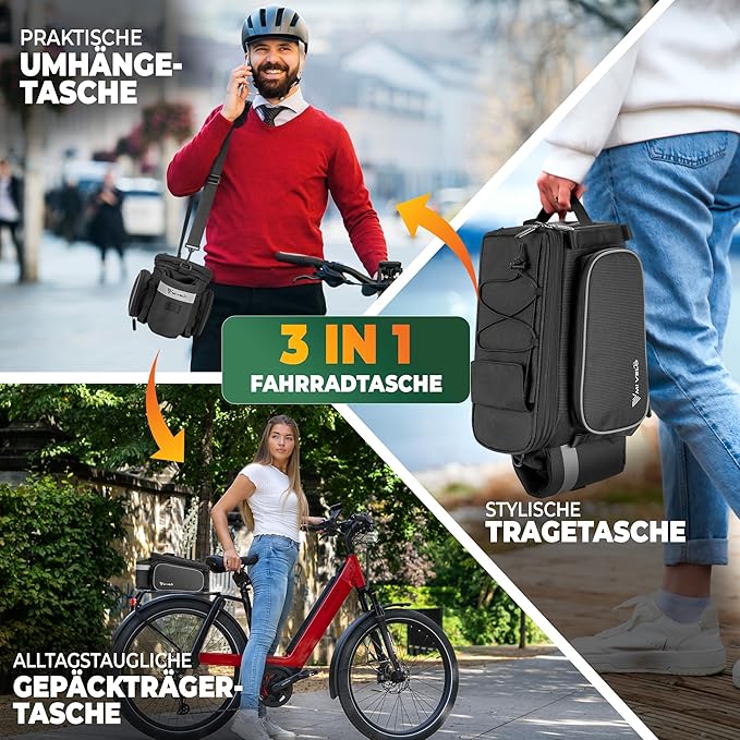 MIVELO Fietstas – Waterdicht & Reflecterend – 20 liter – Zwart Reflecterend