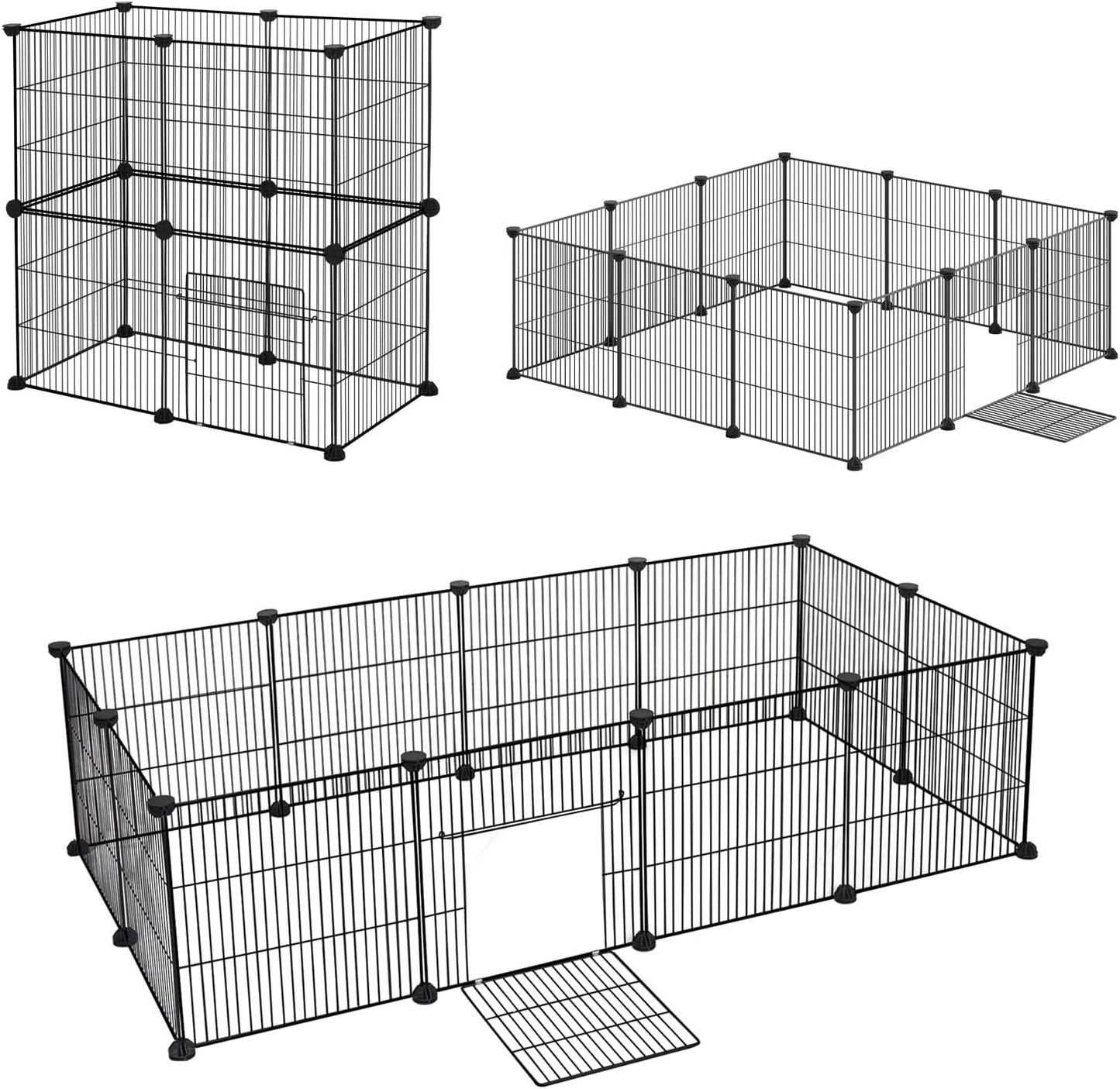 Eugad Puppyren & Knaagdierenren - Opvouwbare Speelren 142x72x36 cm - Zwart - 12 Panelen