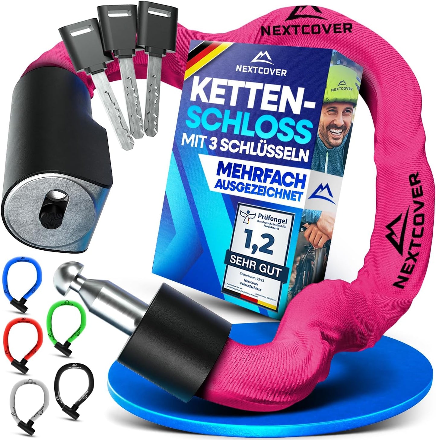 NEXTCOVER® Fietsslot LockOne met sleutel - hoge veiligheid - robuust & duurzaam - 3 sleutels