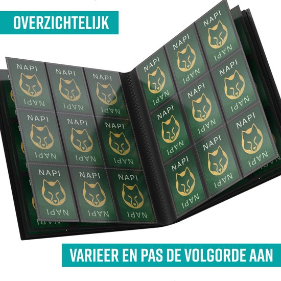 NAPI Verzamelmap 360 Kaarten - Pro Binder Map voor Kaarten - Trading Card Map - 9 Pocket - Premium Card Binder - 20 Pagina’s - A4 Formaat - Zwart
