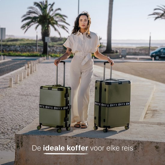 ONYX Check-in Koffer 65 Liter - Reiskoffer met TSA slot - Spinner wielen - Lichtgewicht Trolley - Aluminium sluiting - Olive groen