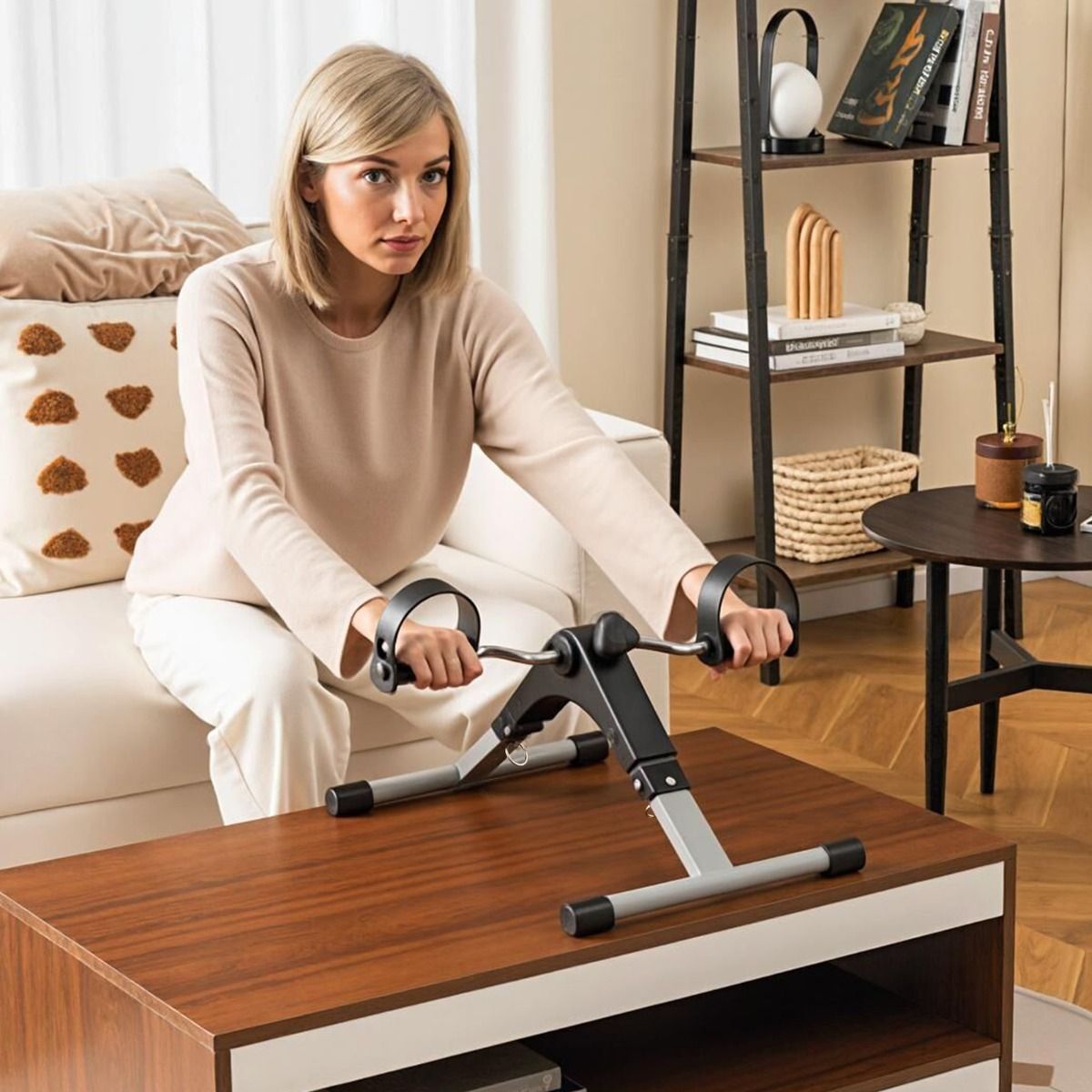 Coast Mini-hometrainer - Opvouwbare fiets-pedaaltrainer - Instelbare weerstand - Zwart