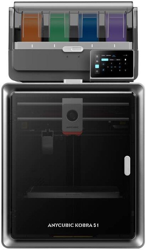 Anycubic Kobra S1 Combo 3D Printer – CoreXY Systeem – Automatische Bed Leveling – 600 mm/s Printsnelheid – Multi-Color Filament Systeem – PEI Flexibel Printbed – WiFi & App Bediening – Direct Printklaar