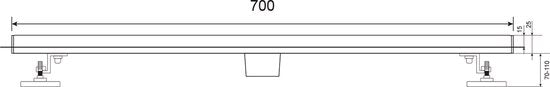 Douchegoot - 70cm - Mat Zwart - Tegelrooster - RVS - Met Flens