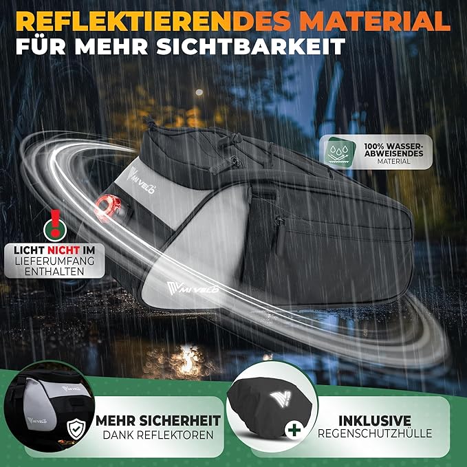 MIVELO Fietstas – Waterdicht & Reflecterend – 9 liter – Zwart
