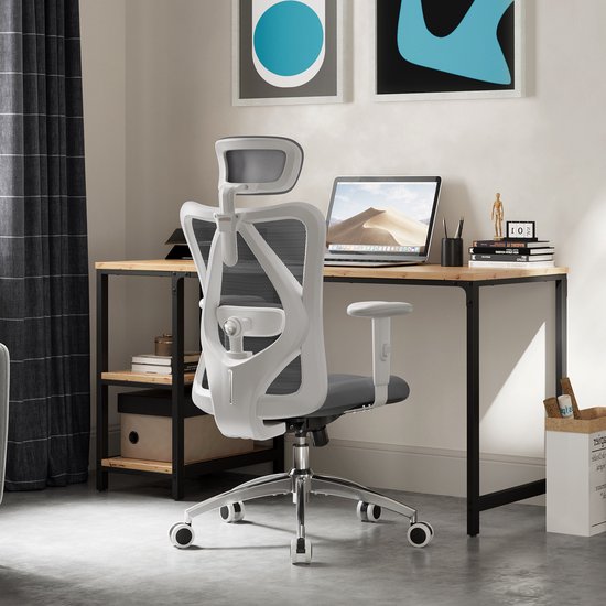 SIHOO M18 Ergonomische Bureaustoel-Ademend Mesh Design-Verstelbare Hoofdsteun & Lendensteun-Grijs