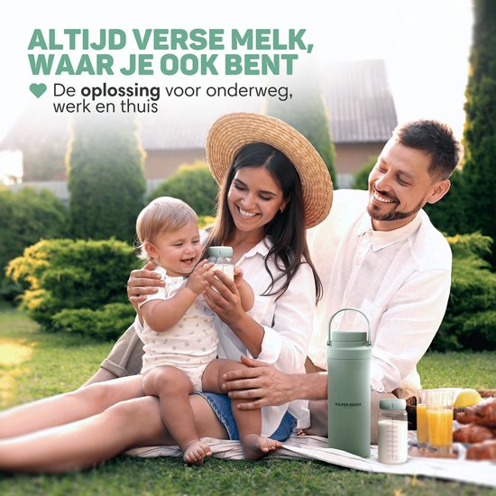 Vulpes Goods® BabyCare – Draagbare Melkkoeler – RVS Fles 750ml + 2x 300ml – Tot 24u Koeling – Lekvrij