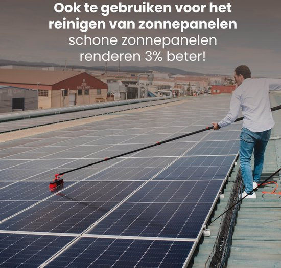 Shine Wasborstel - Uitschuifbaar - 5 Delig - Aluminium - Tot 7M - Incl. Zeepdispenser - Rood/Zwart