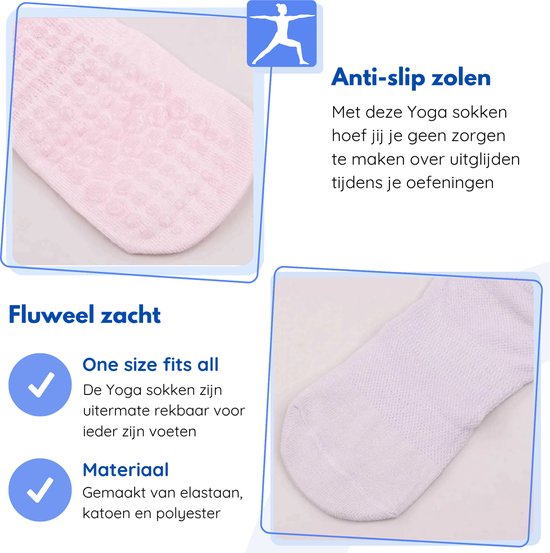Hilvard Yoga sokken - Pilates sokken - Enkelsokken - 3 Paar - Licht Oranje - Antislip sokken - One size fits all