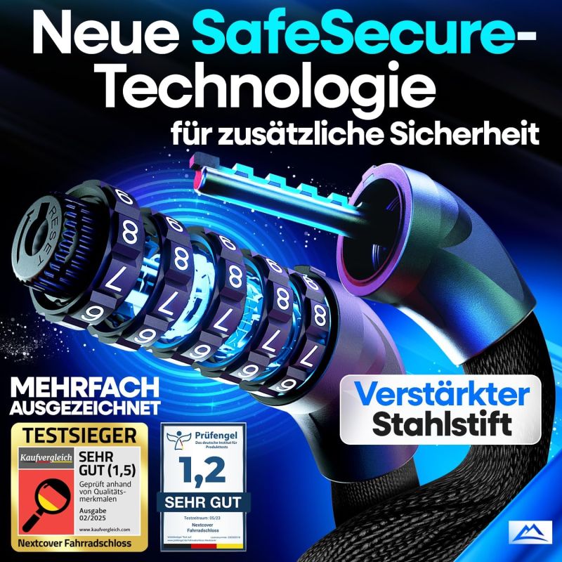 NEXTCOVER® Fietsslot LockOne met sleutel - hoge veiligheid - robuust & duurzaam - 3 sleutels