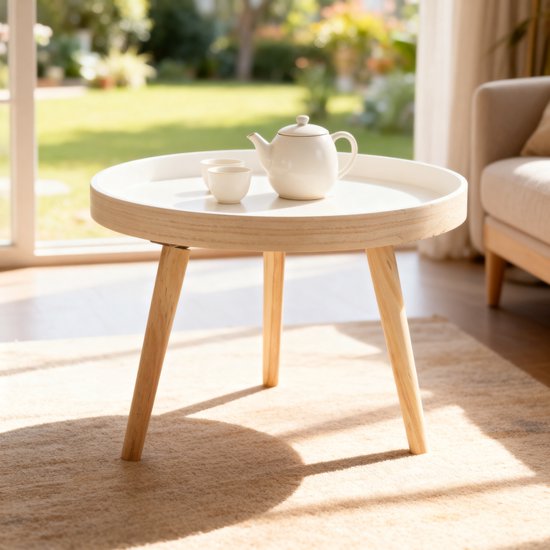 Arti Casa Ronde Bijzettafel Ø40 x 36 cm - Moderne Salontafel Rond - Bijzettafeltje of Nachtkastje - Compact Tafeltje voor Woonkamer of Slaapkamer - Hout