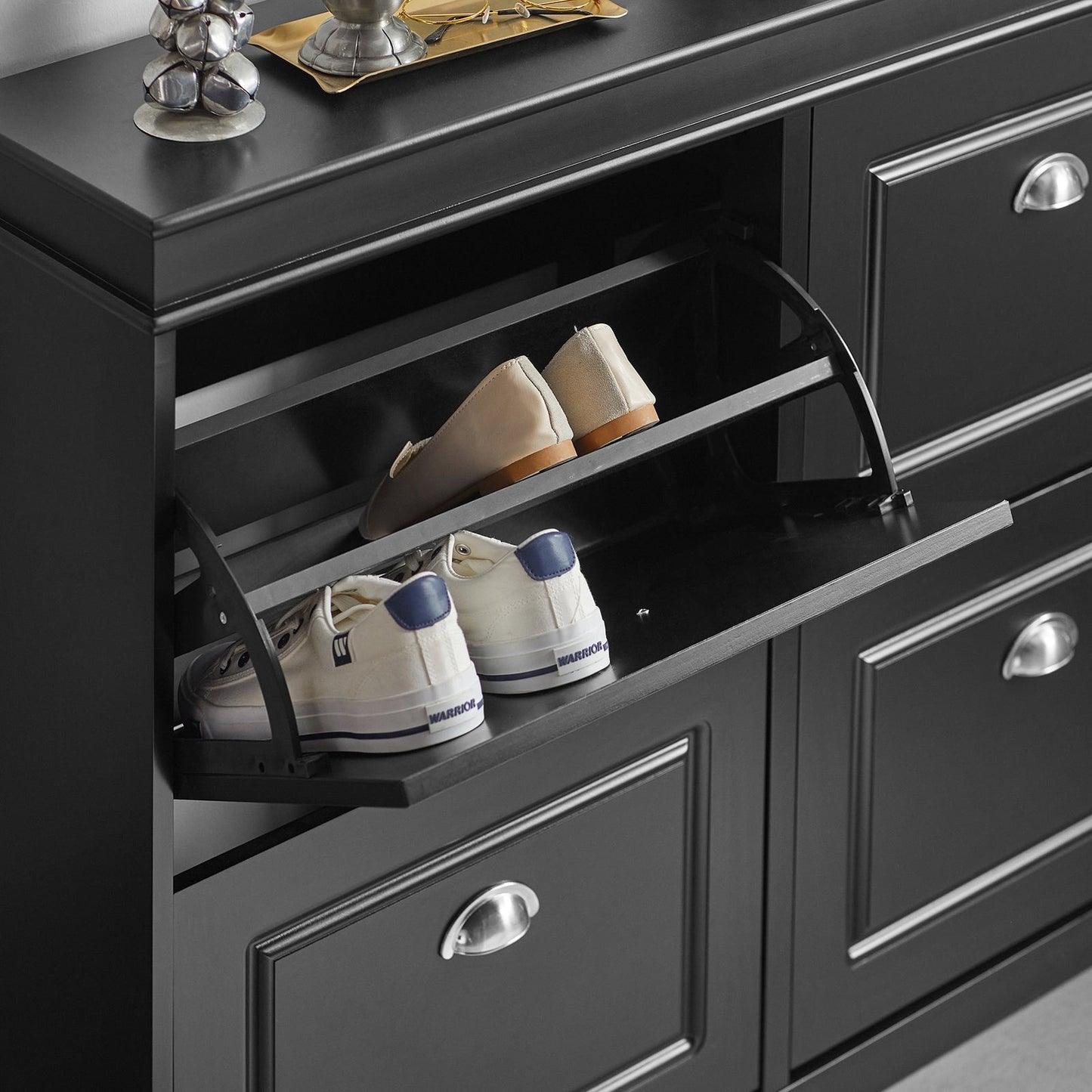 SoBuy Schoenenkast met 4 lades - 105 x 24 x 82 cm - Zwart