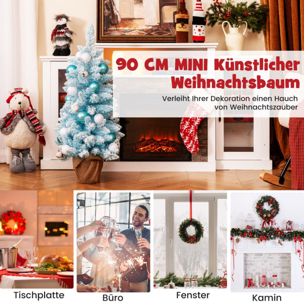 Coast Kerstboom - PVC - 136 Takpunten - Incl. 24 Ballen & 12 Wattenbollen - 44x90 cm - Blauw