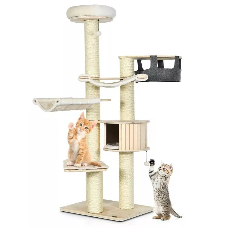 Coast Kattenboom - Krabpaal - Max 15 Kg - 75 x 56 x 197 cm - Beige