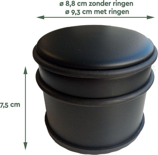 BRASQ Set van 4 Deurstoppers - Deurstopper Zwart met anti slip - 1,1 Kg Voor binnen en buiten - Deurbuffer ⌀9 x 7,5 cm