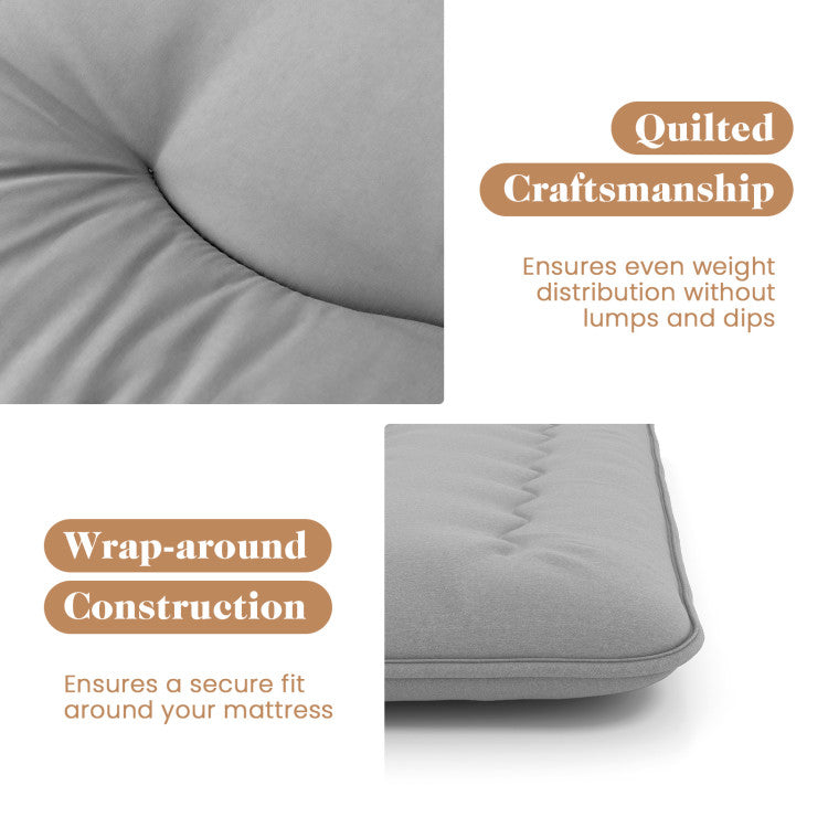 Coast Comfortabele Futon Matras Twin Size 80" x 39" - Grijs met Wasbare Hoes en Draagtas