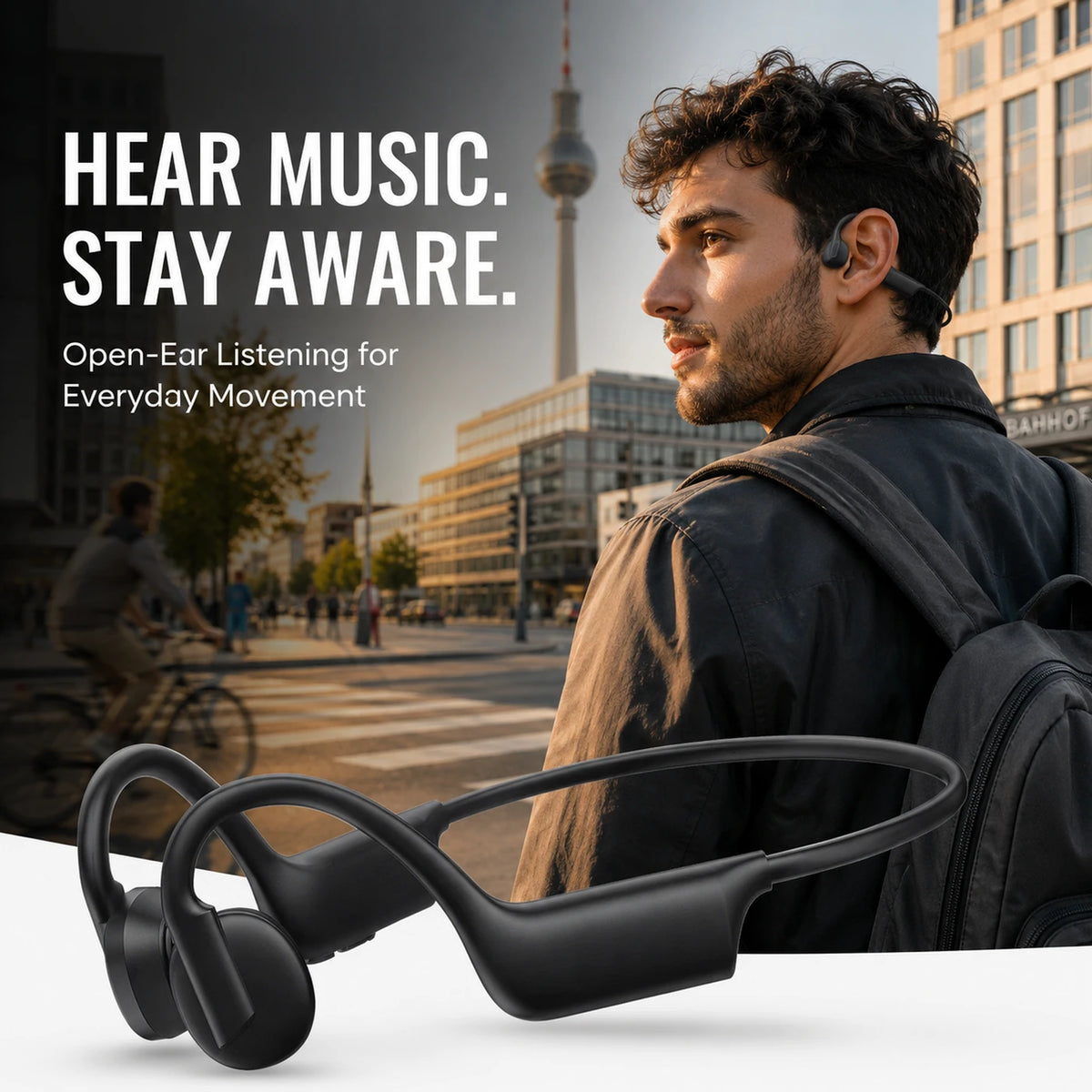 Verbex K08 Bone Conduction Oordopjes - Bluetooth - Open-Ear - Zwart - Sport - Handsfree Bellen