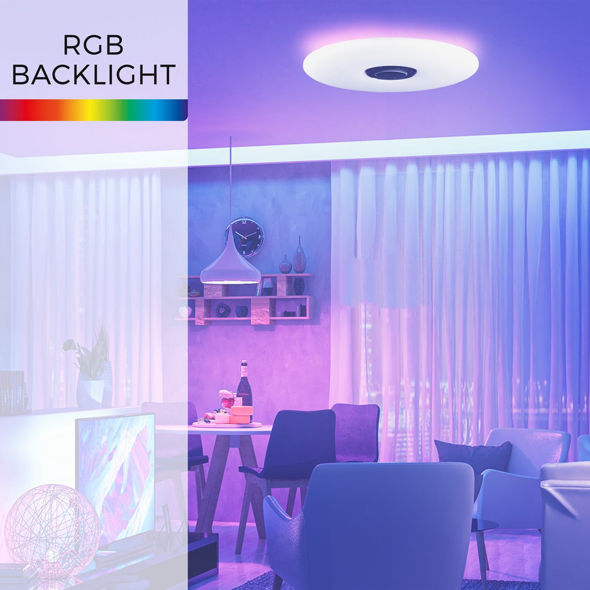 IDINIO WiFi LED Plafondlamp 50 cm – Multicolor – Voor Google Nest / Echo Dot