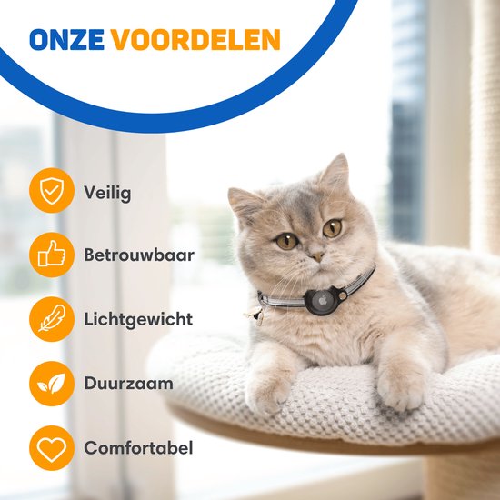 Vulpes Goods® Huisdieren - Kattenhalsband geschikt voor Apple AirTag - Apple Airtag Kattenband Pro - Veilig, lichtgewicht, reflecterend & comfortabel - Anti-kras en Waterbestendig - Incl. 3 Accessoires - 23.5-30.5 CM - S