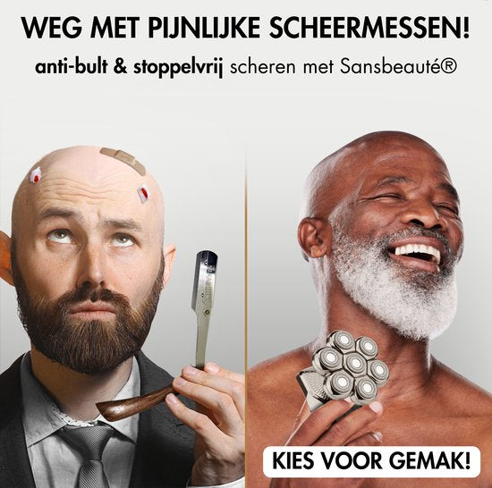 6-in-1 Scheerapparaat Mannen – Trimmer - Tondeuse - Sansbeauté® SkullSharp PRO MAX - Elektrisch Gezichts- & Hoofdscheerapparaat - Skull Shaver - Hoofd Kaal Scheren – Nat & Droog - Elektrisch