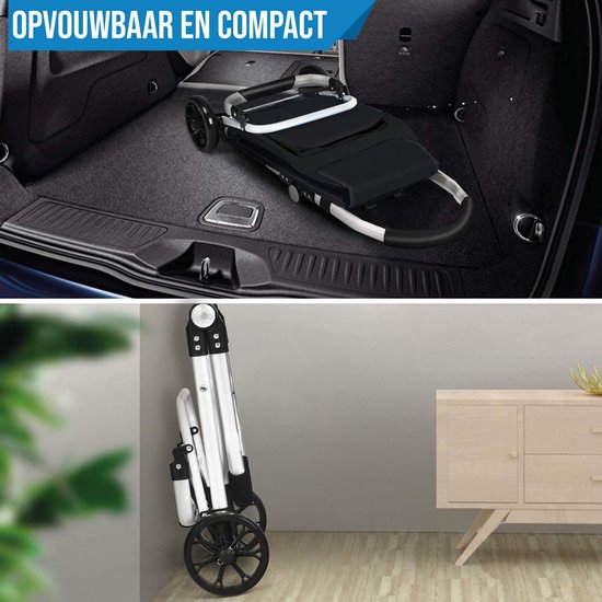 Strex Boodschappentrolley met Wielen - Opvouwbaar - Afneembare Boodschappentas - Boodschappenwagen