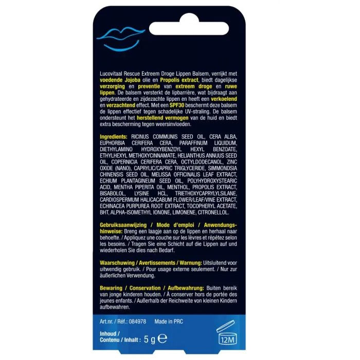 Lucovitaal lippenbalsem voor extreem droge lippen - 5 g