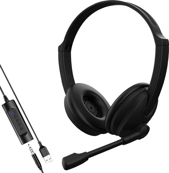 Headset met Microfoon voor Laptop en PC - Business Headset - Koptelefoon voor Video Bellen - USB