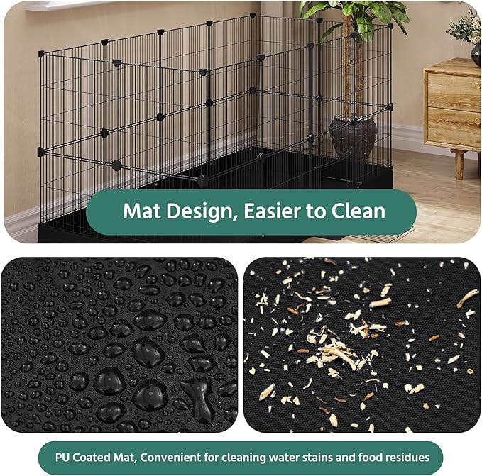 EUGAD 0061WL dierenren voor kleine dieren - metalen speelren met waterdichte Oxford bodemplaat - 140 x 71 x 71 cm zwart