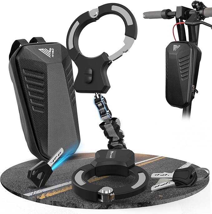 MIVELO E-Step & Fietsslot – Handboei-Kettingslot – Security Level 10/12 – Incl. Draagtas – Carbonstaal – Zwart – 30 x 4 x 4 cm