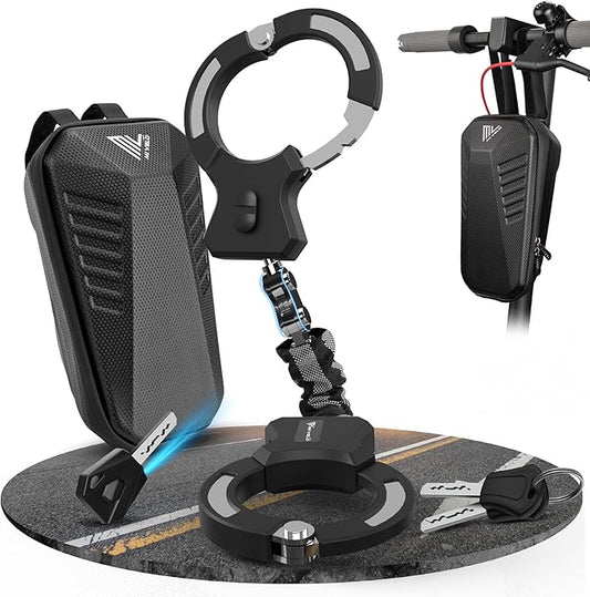 MIVELO E-Step & Fietsslot – Handboei-Kettingslot – Security Level 10/12 – Incl. Draagtas – Carbonstaal – Zwart – 30 x 4 x 4 cm