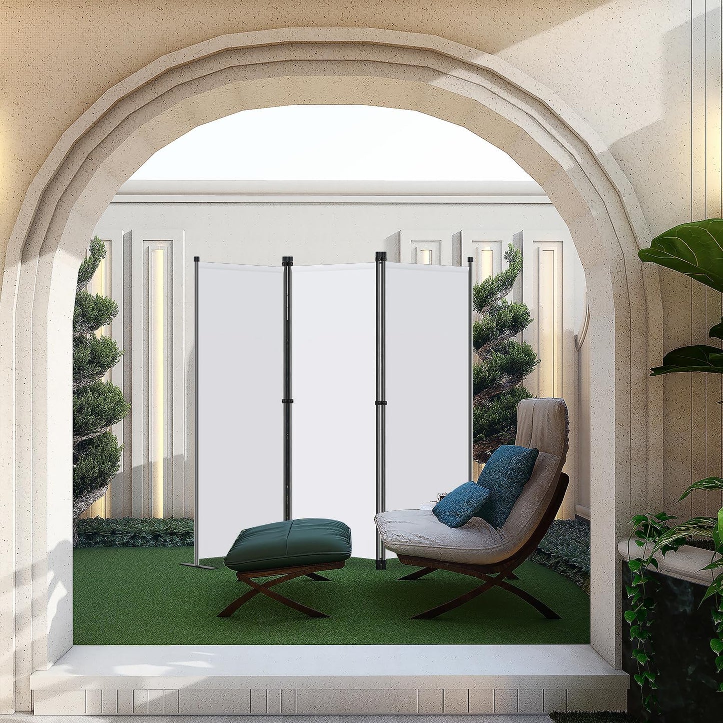 Angel Living Kamerscherm - 3 Panelen - 168 x 165 cm - Wit