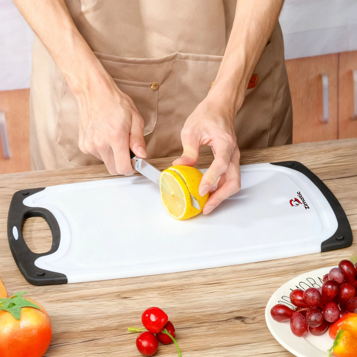 Zimatic Snijplankenset 3-Delig - Wit/Zwart - BPA-Vrij, Antislip Handvat