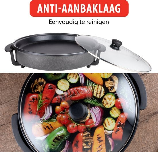 alpina Elektrische Hapjespan - Partypan - Anti-aanbak - 1500 Watt - Temperatuurregelaar - Ø 40 cm