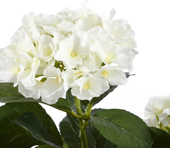 Mica Decorations Kunstplant Hortensia - wit - 45 cm - in pot - Kunstplanten/nepplanten