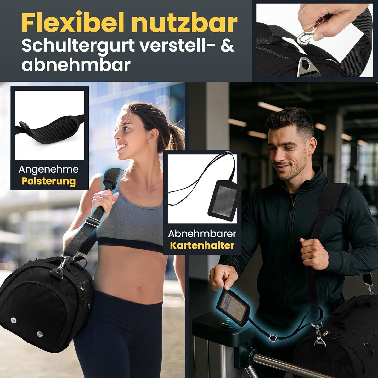 HELDENWERK Sporttas 30L – Met Schoenenvak & Waterdicht Natvak – Fitness & Reistas – Unisex - Zwart