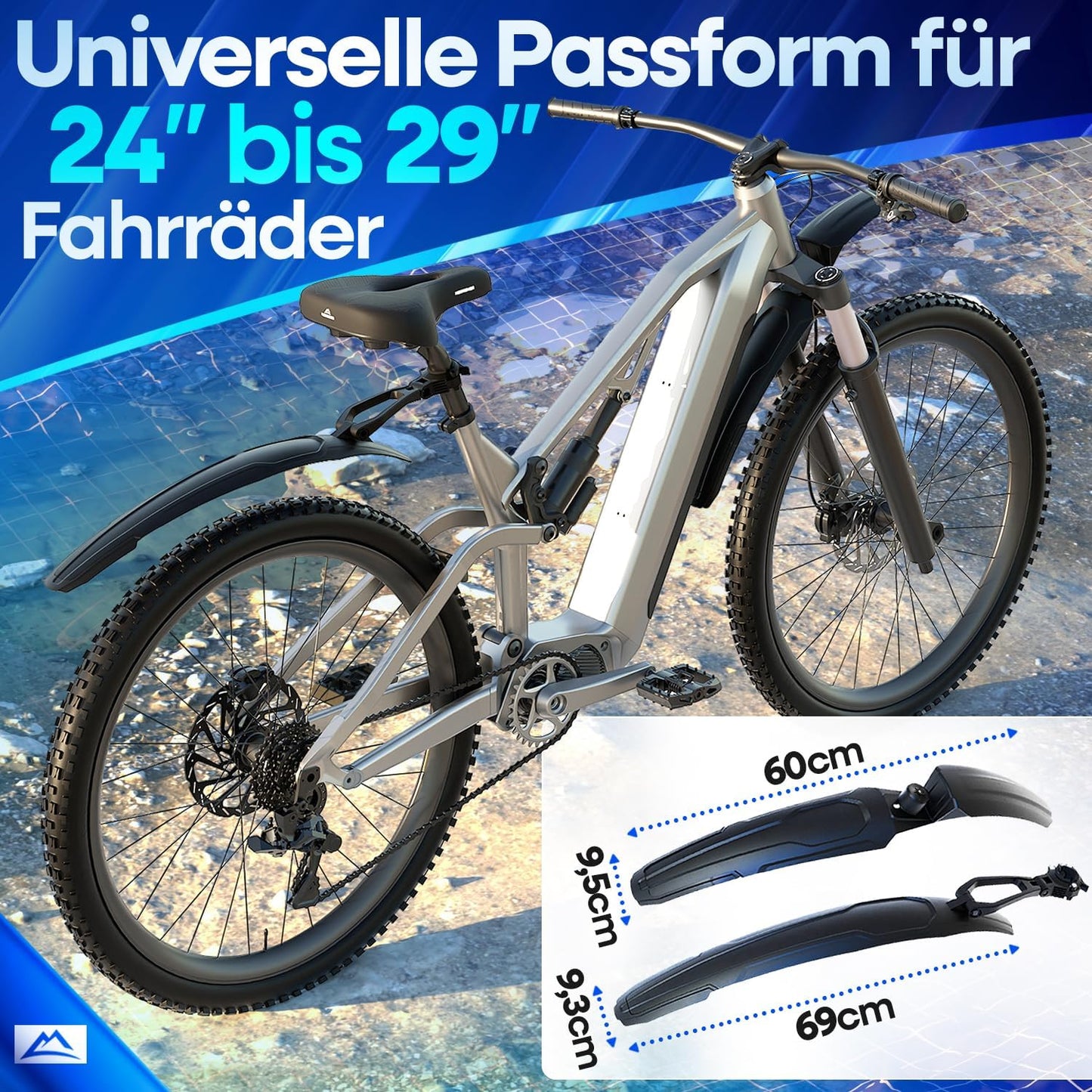 Nextcover MTB Spatbord Set Voor- en Achter - Zwart - 60 x 8 x 1,3 cm - Geschikt voor 24-29 inch fietsen