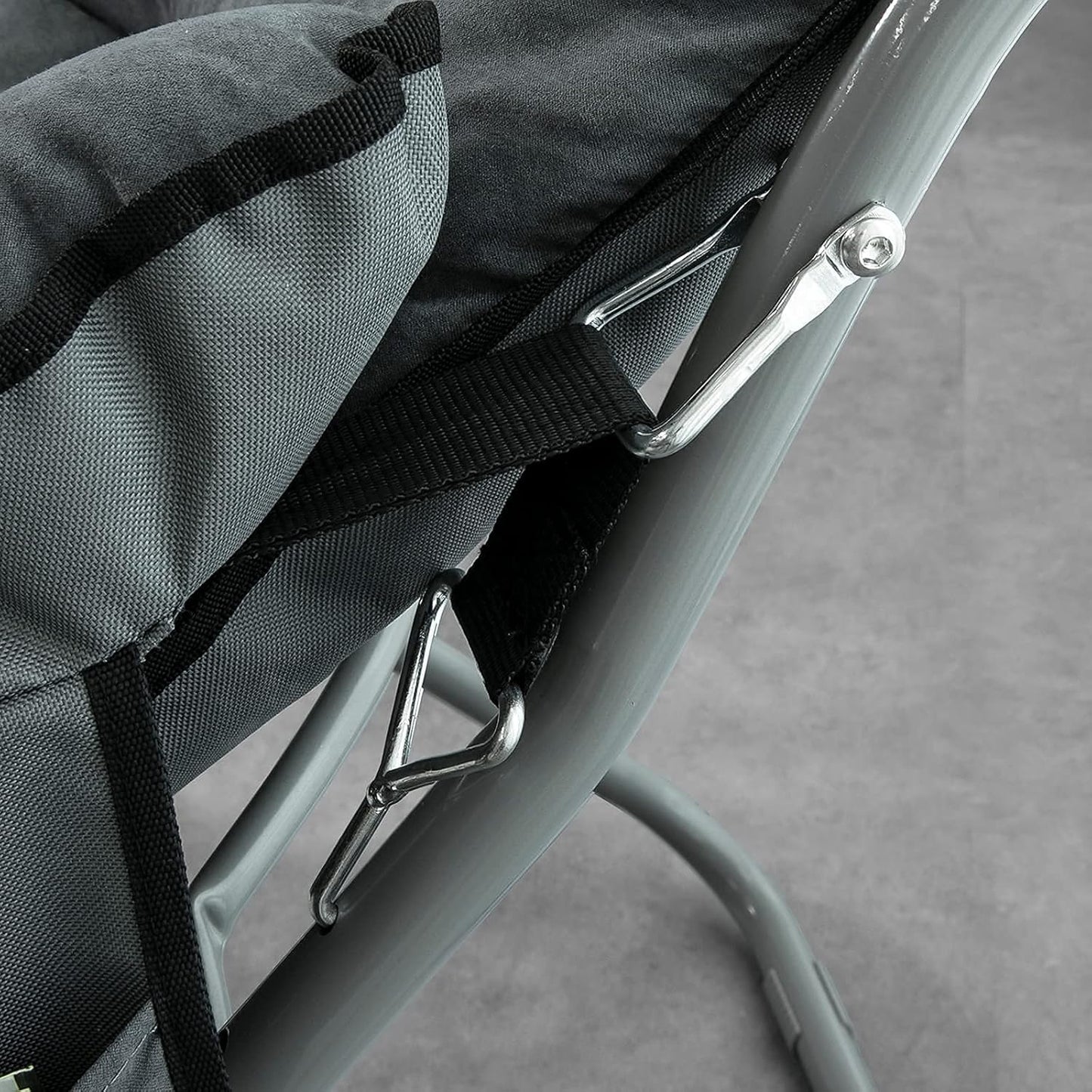 SoBuy Campingstoel met voetensteun - Inklapbaar - Comfortabel - Max. 150 kg - Grijs