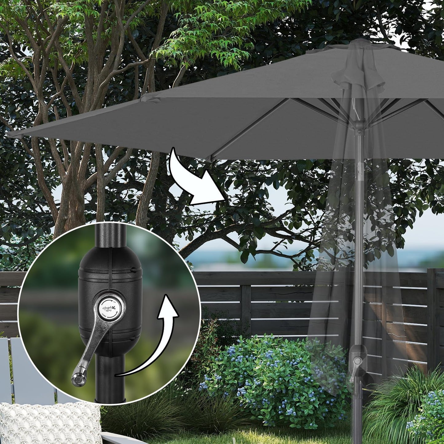 Angel Living Parasol Ø300 cm - Rond - Grijs
