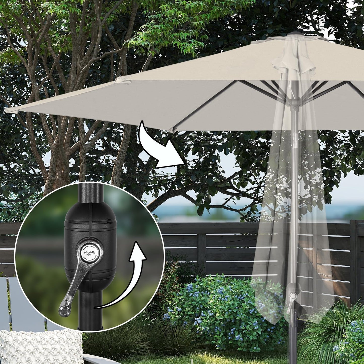 Angel Living Parasol - Ø300 cm - Kantelbaar - Créme