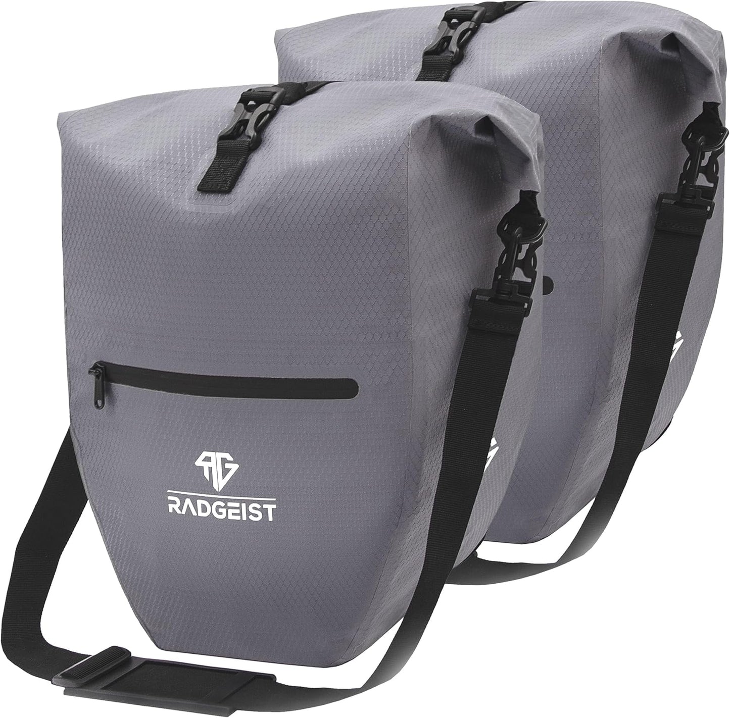 RADGEIST fietstas voor bagagedrager set - 2X tas voor fietsbagagedrager - bagagedraagtas waterdicht & schoudertas - fietstas met reflectoren