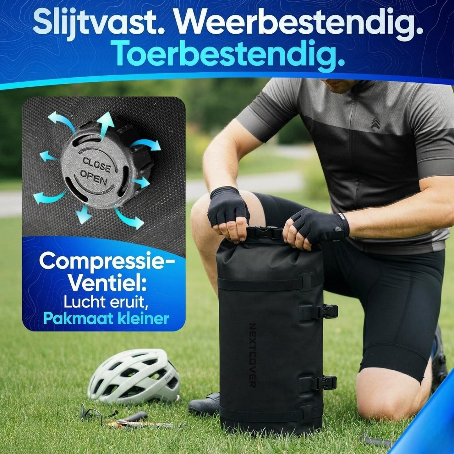 Nextcover Bikepacking Stuurtas AquaShield – Voorzien Van Hoogfrequent Gelaste Naden En Lakvriendelijke Montage En Universele Pasvorm – Voor Mtb En Gravelbike – Zwart Tpu – 10 Liter