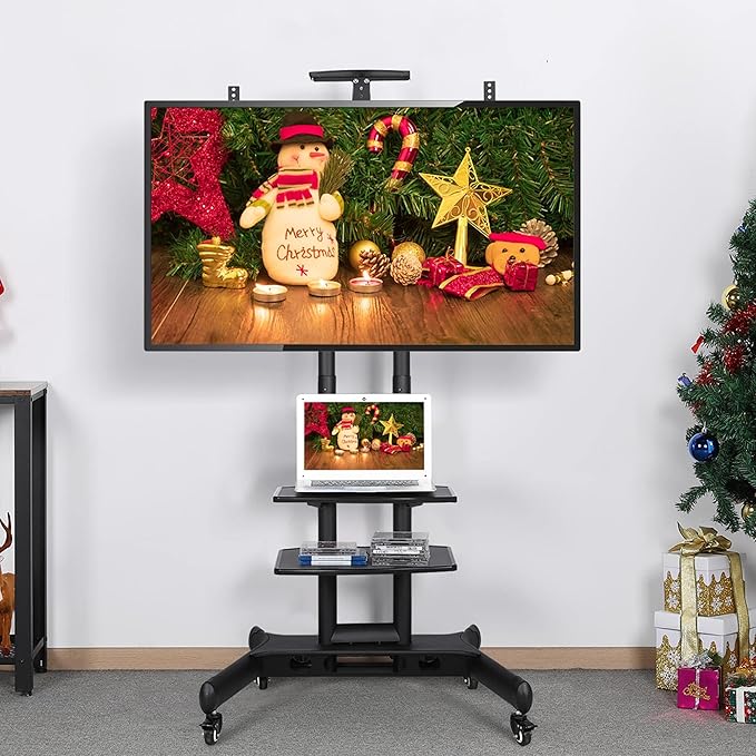 Yaheetech TV Standaard - Verrijdbaar - Verstelbaar - 32-75 Inch - Zwart