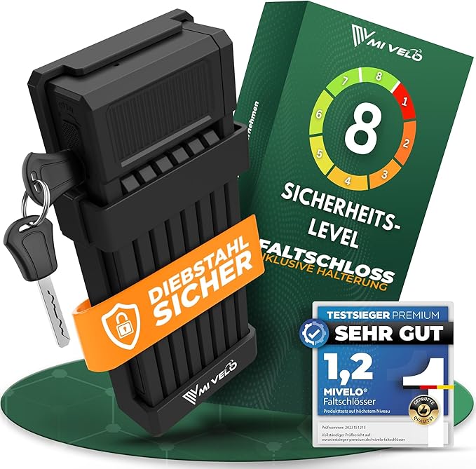 MIVELO Fietsslot – Vouwslot met Beugel & Sleutel – 85 cm – Zwart