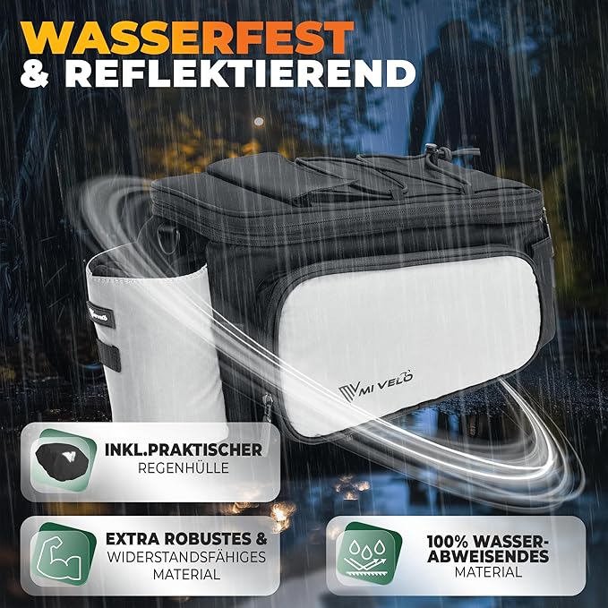 MIVELO Fietstas – Waterdicht & Volledig Reflecterend – 20 liter – Zilvergrijs