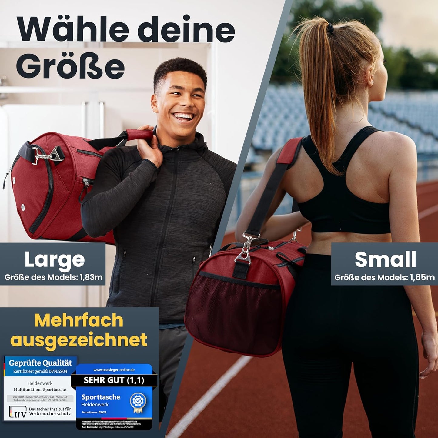 Heldenwerk Sporttas met schoenenvak en natte spullen – trainingstas voor dames en heren, 30L, rosé
