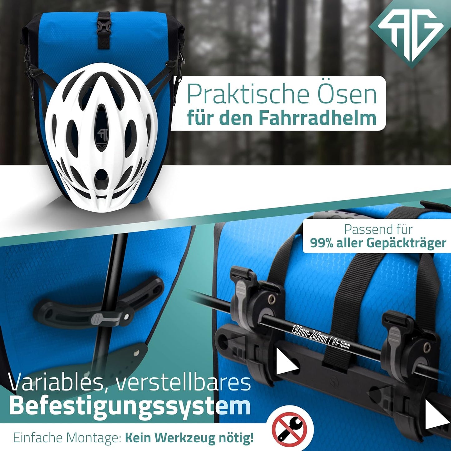 RADGEIST fietstas voor fietsdrager - fietstas voor fietsdrager - fietstas waterdicht & schoudertas - fietstas met reflectoren