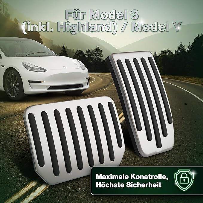 Loonara PedalPower Sportpedalen Tesla Model 3/Y Zwart/Zilver - Aluminium - Antislip Rubber - Performance Design