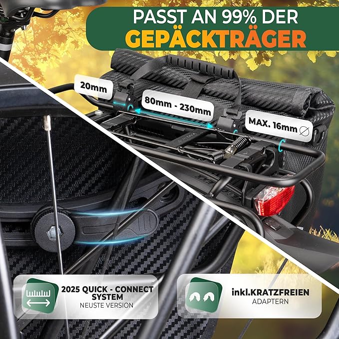 MIVELO Fietstas – Waterdicht & Incl. Schouderband & Laptopvak – 20 liter – Carbon