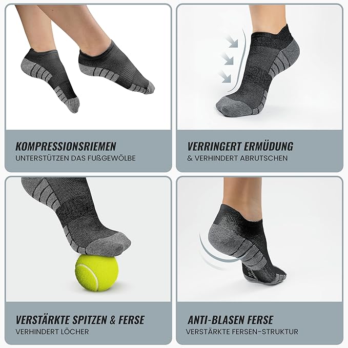 Heldenwerk Sneakersokken voor dames en heren 10 paar - Korte sportsokken met ademend katoen - Unisex hardloopsokkenset - Maat 43-46