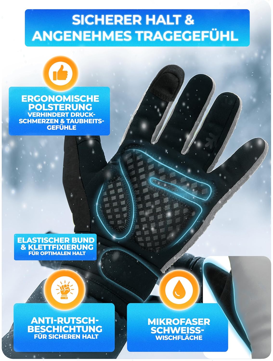 Mivelo Winterhandschoenen - Wind- & Waterdicht - Warm - Touchscreen & Antislip - Volledig Reflecterend - Maat M
